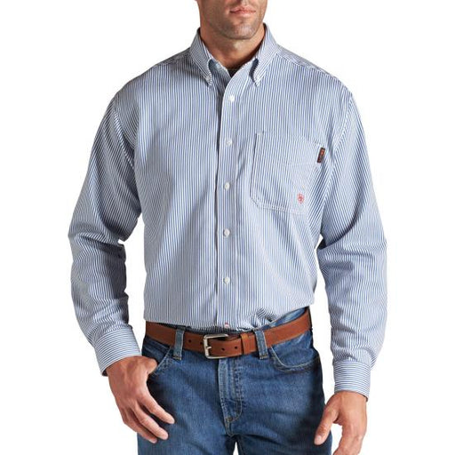 Bold Blue Stripe Flame-Resistant 'FR' Long Sleeve Work Shirts,  FLAME RESISTANT SHIRT, FR WORK CLOTHES, FR SHIRT, FLAME RESISTANT LONG SLEEVED SHIRT, FLAME RESISTANT CLOTHES, FR LONG SLEEVE