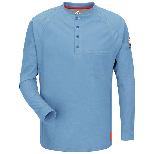 Blue iQ Series® Long Sleeve Henleys,henley, henley long sleeve, flame resistant shirt, fr work clothes, fr shirt, flame resistant long sleeve shirt, flame resistant clothes, fr long sleeve, fr henley