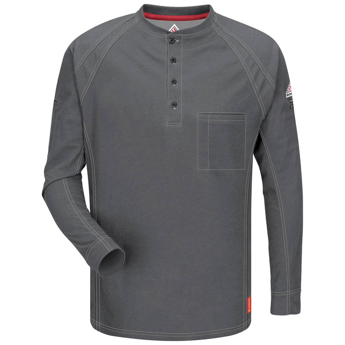 Charcoal iQ Series® Long Sleeve Henleys, henley, henley long sleeve, flame resistant shirt, fr work clothes, fr shirt, flame resistant long sleeve shirt, flame resistant clothes, fr long sleeve, fr henley