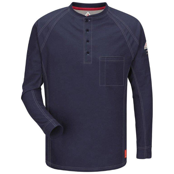 Dark Blue iQ Series® Long Sleeve Henley,henley, henley long sleeve, flame resistant shirt, fr work clothes, fr shirt, flame resistant long sleeve shirt, flame resistant clothes, fr long sleeve, fr henley